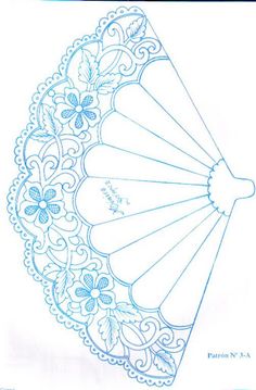 an image of a paper doily with flowers and leaves on the side, in blue ink