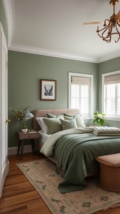 Sage Green Bedroom Ideas Bedroom Decor Classic Modern, Pistachio Bedroom, Green Bohemian Bedroom, Green And White Bedroom Ideas, Hunter Green Bedrooms, Seafoam Green Bedroom, Sage Green And Grey, Sage Green Bedroom Ideas, Light Green Bedrooms