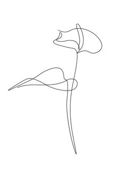 a single line drawing of a flower on a white background