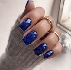 Dark Blue Nail, Blue And Silver Nails, Real Nails, Winter Manicure, By The Fireplace, Blue Nail Art, Nail Art Instagram, Cozy Moments