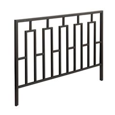 a black metal headboard is shown against a white background