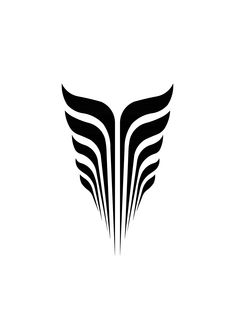 a black and white logo with wings on the front, in an abstract manner that resembles lines