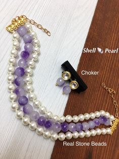 Just rs 650+ship...tnnb.. Shell Pearl choker necklace set with kundan tops stud Kundan Necklace Simple, Diy Jhumka, Choker Diy, Photoshoot Jewelry, Diy Choker Necklace, Necklace Set Indian Bridal Jewelry, Beaded Wedding Jewelry, Handmade Jewelry Business