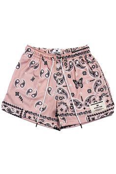 Retro Hip-Hop Paisley Pattern Basketball Shorts Unisex Stretch Paisley Print Bottoms For Summer, Summer Cotton Bottoms With Paisley Print, Summer Paisley Print Short Bottoms, Cotton Paisley Print Shorts, Summer Pink Athletic Shorts For Streetwear, Casual Paisley Print Shorts, Pink Shorts For Summer Streetwear, Hip Hop Aesthetic, Casual Denim Shorts