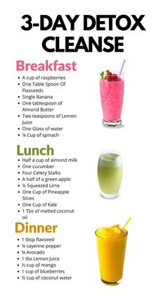 Smoothie Cleanse Recipes, 3 Day Detox Cleanse, Different Drinks, Makanan Rendah Kalori, Sommer Mad, Resep Smoothie, 3 Day Detox