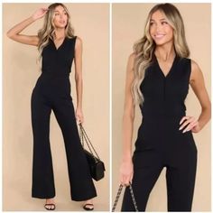 Questions? Leave A Comment Below! Flare Jumpsuit, Exposed Zipper, Sleeveless Jumpsuits, Seamless Leggings, Wide Leg Jumpsuit, Black Sleeveless, Black Jumpsuit, Retro Dress, Rompers Women