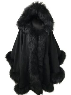 Fur Jackets, Poncho Cape, Fur Coats, Goth Outfits, Dream Clothes, Fox Fur, New Wardrobe, Coat Fashion, Fur Trim