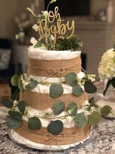 Neutral Diaper Cake Ideas, Brown And Green Baby Shower Ideas, Boho Baby Shower Cake Boy, Gender Neutral Diaper Cake Ideas, Babyshowerparty Boy Ideas, Mint Green Baby Shower Ideas, Neutral Baby Shower Ideas Themed Parties, Green And Gold Baby Shower Ideas, Olive Green Baby Shower Ideas