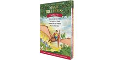 the magic tree house book is opened to show an image of a woman on a rock