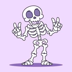 a cartoon skeleton giving the peace sign