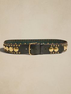 Palmar Studded Leather Waist Belt | Banana Republic Studded Belt Outfit, Holiday Wallpapers, Trendy Belts, Accessory Inspo, Leather Waist Belt, Women's Belts, Belt Style, Studded Belt, Green Olive