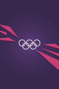 the olympic symbol is shown on a purple background with red and white arrows around it