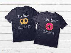 Salty and Sweet Couples Matching Shirts Unisex T-shirt100% combed and ring-spun cotton 4.3-ounce and 30 singles Rib-Knit Crew Neck Double-needle sleeves and hem Care Instructions:Machine wash inside out with like colors Non-Chlorine bleach only Tumble dry low Do not iron Do not dry clean MATCHIZZ Tribe!Join our tribe and get an instant download to printable greeting cards!Copy & Paste the link to subscribe:http://bit.ly/matchizz-cardsOptional shipping upgrade: INSURANCE. Sometimes accidents Couple Tshirts Funny, Couples Matching Shirts, Matching Couples Shirts, Funny Matching Shirts, Boyfriend Girlfriend Shirts, Cute Couple Shirts, Funny Couple Shirts, Couples Shirts, Guy Best Friend