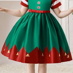 Toddler Kids Girls Christmas Elf Elf Short Sleeve Dress Wholesale Girls Dresses – PrettyKid Toddlers Christmas Dress Pattern, Christmas Dress Kids Pattern, Toddler Christmas Dress Patterns, Infant Elf Costume, Elf Dress For Kids, Elf Costume For Dolls, Grinch Dress Kids, Christmas Dress Pattern Kids, Childrens Christmas Dress