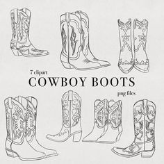 cowboy boots are shown in black and white with the words, eight important cowboy boots