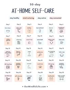 At Home Self Care, Home Self Care, Self Care Plan, Happiness Challenge, Self Care Bullet Journal, 30 Day Challenge, Self Care Activities, Healthy Mind