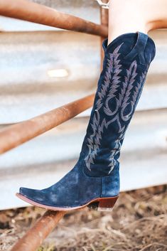 Mayra Old Gringo Boots- Blue Suede Navy Blue Cowboy Boots, Blue Cowgirl Boots, Blue Suede Boots, Denim And Diamonds, Wedding Boots, Cowboy Outfits, Blue Boots, Coastal Cowgirl