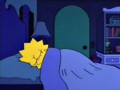 the simpsons is sleeping in his bed at night