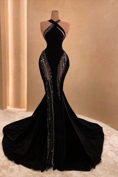 Item Details Fabric: Satin Silhouette: Mermaid Sleeves: Sleeveless Corset Mermaid Prom Dress, Halter Corset, डिजाइनर कपड़े, Prom Dress With Train, Classy Prom, Makeup Tip, Black Evening Gown, Gorgeous Prom Dresses, Classy Prom Dresses