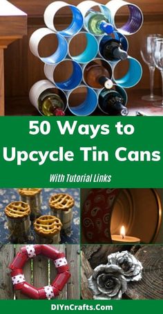 the cover of 50 ways to upcycle tin cans