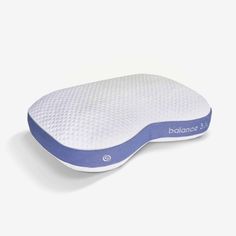 the balance 3 memory pillow in white and blue