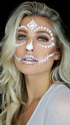 Hallowen Schminke, Leopard Makeup Halloween, Catrina Makeup, Halloween Makeup Sugar Skull, Skeleton Face