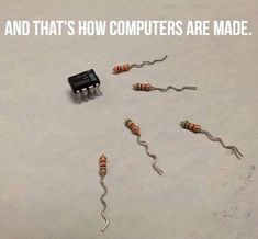 an image of some electronic components in the snow with text that reads and that's how computers are made