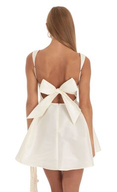 Foxie Fit and Flare Dress in Ivory | LUCY IN THE SKY Sling Dress, Grad Dresses, Flare Mini Dress, Dress Spaghetti, Satin Mini Dress, Hoco Dresses, Chic Woman, Spaghetti Strap Dresses, Club Dresses