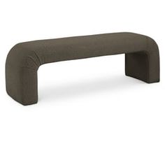 an upholstered bench made out of fabric in dark brown, on a white background