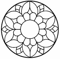 a circular stained glass window with leaves and petals in the center, on a white background