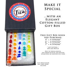 a box with different colored toothbrushes in it and the text, make it special with an elegant cotton - filled gift box