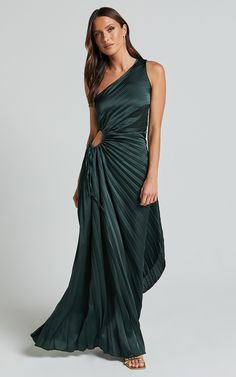 Make a statement at your next formal event with our Kitsune Midi Dress in Emerald Green. This one-shoulder cut out dress is the perfect choice for anyone looking to stand out from the crowd. The stunning emerald green color adds a touch of elegance, while the midi length strikes the perfect balance between sophistication and fun. Made from high-quality acrylic fabric, this dress not only looks great but feels comfortable too. Whether you're attending a party or wedding as a guest, this formal dress will ensure all eyes are on you. Step into any room with confidence and embrace your unique style in our Kitsune Midi Dress - because you deserve to look and feel amazing.Product Details:One shoulder formal dressMidi lengthAcrylic materialMaterial and CareAcrylicLow / No stretch Green Off-shoulder Maxi Dress For Night Out, Green Off-shoulder Cocktail Evening Dress, Green Asymmetrical Evening Maxi Dress, Green One-shoulder Dress For Night Out, Green Evening Dress With Asymmetrical Neckline For Gala, Green One Shoulder Maxi Dress For Night Out, Green Off-shoulder Cocktail Maxi Dress, Dark Green Evening Dress For Summer, Dark Green Summer Evening Dress