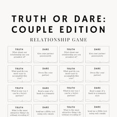 Couple Truth or Dare Question Cards Relationship Cards Couple Activity Date Night 60 Couple Cards - Etsy This Or That Questions Couple Edition, Would You Rather Couples Edition, This Or That Questions Dating Edition, Questions For Dates, How To Date Your Husband, Truth Or Dare Questions For Couples Romantic, Truth Or Dare Couples Edition, Fun Activities To Do With Boyfriend, This Or That Relationship Edition