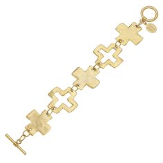 Susan Shaw Linked Cross Toggle Bracelet - Susan Shaw Jewelry Susan Shaw, Necklace Combo, Preppy Jewelry, Jewelry Accessories Ideas, Precious Jewels, Jewelry Lookbook, Toggle Bracelet, Stacked Jewelry, 24kt Gold