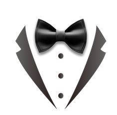 a black bow tie and tuxedo on a white backgroung background