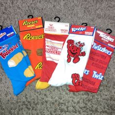 Brand New Set Of Five Graphic, Print Crew Socks, Fits Men Shoe Size 6 To 12 We Have The Twinkies, The Reesie Cup Cuppa Noodles, Kool-Aid, And Twiddlers Future Bedroom, Wool Blend Socks, Hipster Cat, Unique Socks, Mens Crew Socks, Fits Men, Comfortable Socks, Shoe Boutique, Kool Aid