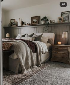 the bedroom is clean and ready to be used for someone's bedtime routine