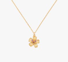 Paradise found: this mini pendant is a sparkling ode to our favorite tropical getaways. | Kate Spade Paradise Flower Mini Pendant, Yellow Gold Earring Inspo, Fire Jewelry, Ocean Inspired Jewelry, Prom 2024, Paradise Found, Jewelry Accessories Ideas, Fun Jewelry, Tropical Getaways, Nail Jewelry