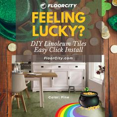 DIY Linoleum Tile Flooring Click Lock Installation Loc Installation, Linoleum Tiles, Sheet Linoleum, Linoleum Floors, Feeling Lucky