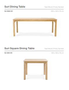 the table is shown in three different sizes and colors, with measurements for each side