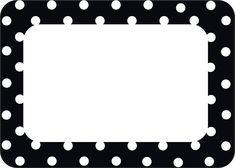 a black and white photo frame with polka dots