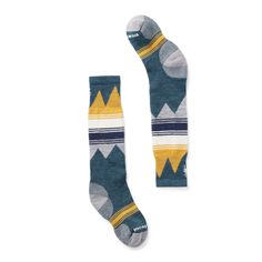 Keep your little ones warm and cozy all day on the slopes with the Kids' Ski Light Cushion OTC Socks. With a playful mountain print, a flat knit toe seam for additional comfort, and the warmth of Merino wool, even the smallest skiers can go far and feel good. | Smartwool Kids' Ski Over The Calf Socks in Twilight Blue | Size: Medium Smartwool Socks, Street Accessories, Popular Hats, Twilight Blue, Kids Skis, Over The Calf Socks, Ski Socks, Basketball Socks, Hiking Socks