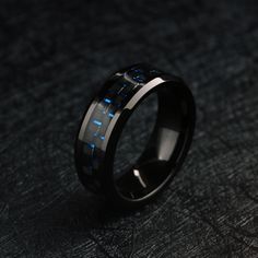 Titanium Carbon Fiber Wedding Ring Black And Blue Wedding Bands For Men, Mens Wedding Bands Carbon Fiber, Navy Blue Wedding Rings, Carbon Fiber Wedding Band Men Rings, Mens Wedding Bands Blue, Carbon Fiber Wedding Band, His Wedding Ring, Mens Wedding Rings Black, Mens Wedding Rings Titanium