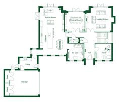 the floor plan for an apartment with two separate rooms and one living room on each side