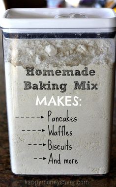 homemade baking mix makes pancakes, pancakes, waffles, biscuits and more