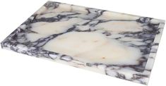 a white and black marble cutting board on a white background