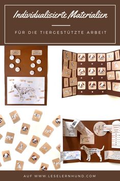 an assortment of different types of paper and magnets with the words individualisiert materialen