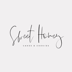 the logo for sweet honey cakes and cookies, which is handwritten in black ink