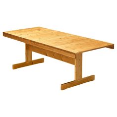 a wooden table sitting on top of a white background