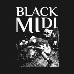 black mudi poster with two men playing guitars and one man sitting on the floor